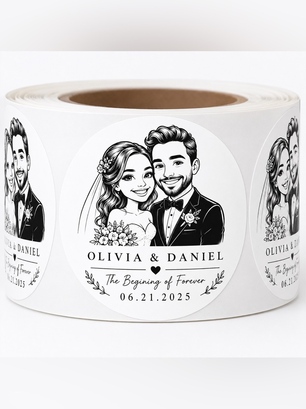 500 Custom Wedding Caricature Stickers Bride Groom Favor Labels